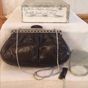 Judith Leiber black and silver evening bag.